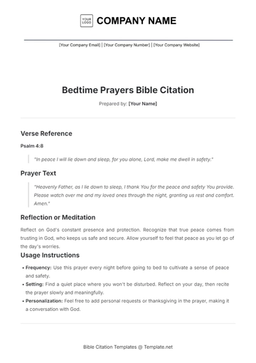 Free Bedtime Prayers Bible Citation Template to Edit Online