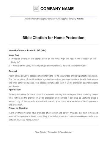 Free Bible Citation for Home Protection Template to Edit Online
