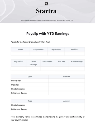 Free Payslip Template with YTD Earnings to Edit Online | Template.net