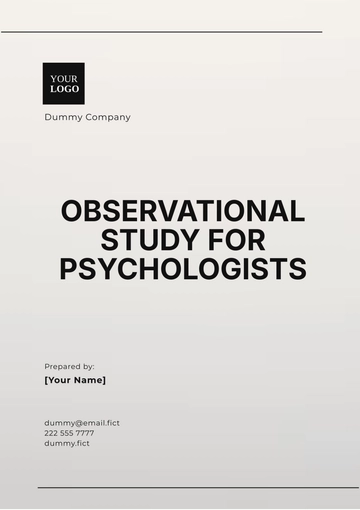 Free Observational Study for Psychologists Template to Edit Online