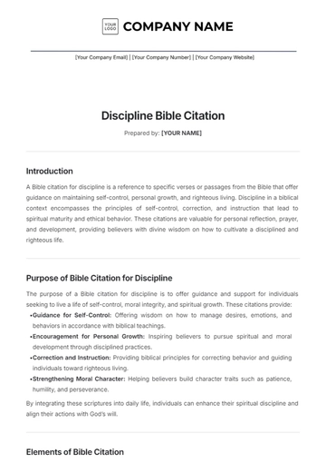 Free Discipline Bible Citation Template to Edit Online