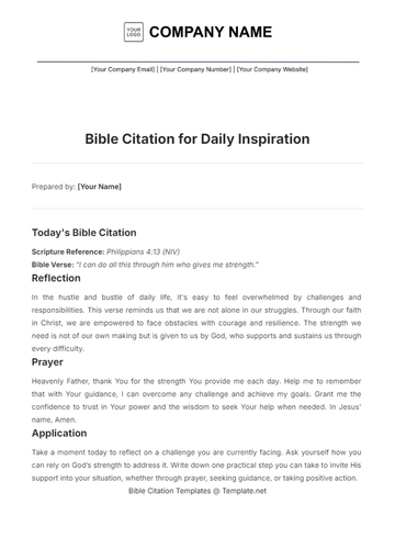 Free Bible Citation for Daily Inspiration Template to Edit Online