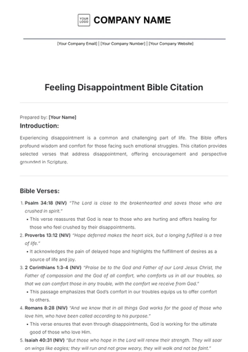 Free Feeling Disappointment Bible Citation Template to Edit Online