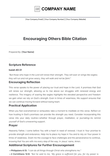 Free Encouraging Others Bible Citation Template to Edit Online
