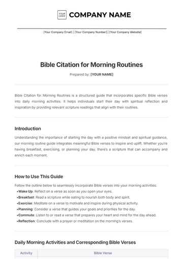Free Bible Citation for Morning Routines Template to Edit Online