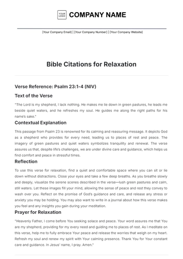 Free Bible Citation for Relaxation Template to Edit Online