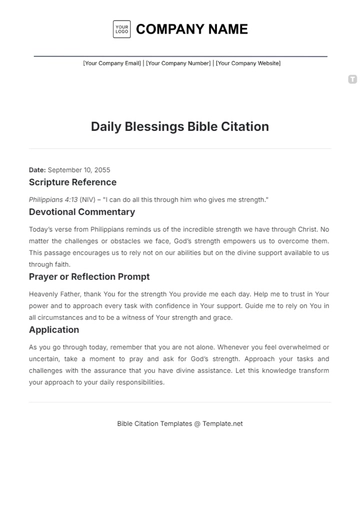Free Daily Blessings Bible Citation Template to Edit Online