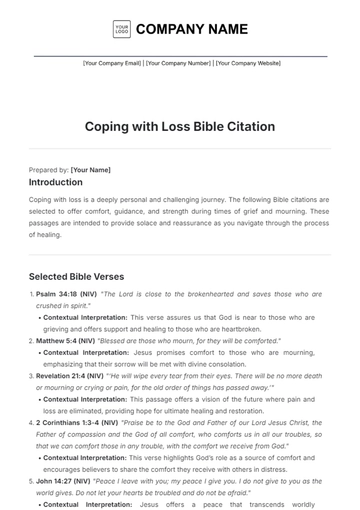 Free Coping with Loss Bible Citation Template to Edit Online
