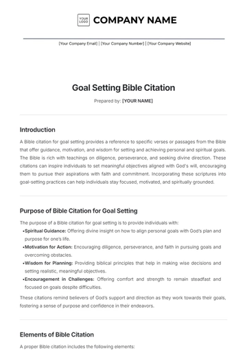 Free Goal Setting Bible Citation Template to Edit Online