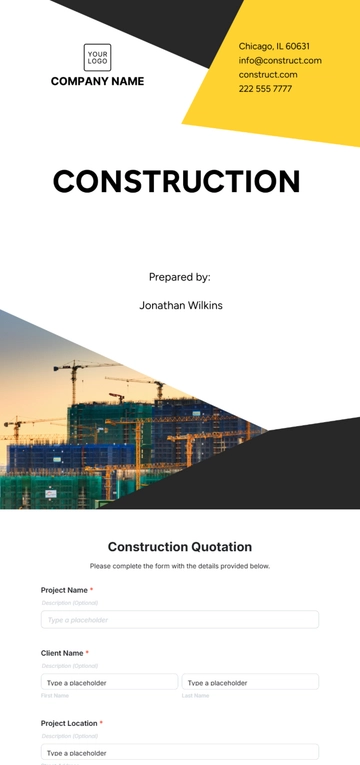 Free Construction Quotation Template to Edit Online | Template.net