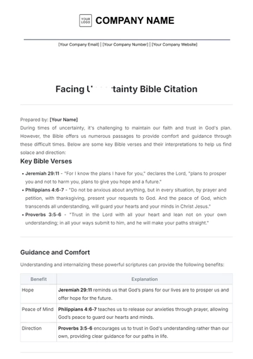 Free Facing Uncertainty Bible Citation Template to Edit Online