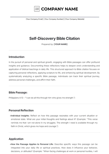Free Self-Discovery Bible Citation Template to Edit Online