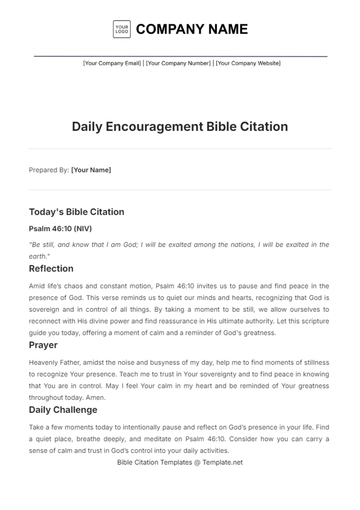 Free Daily Encouragement Bible Citation Template to Edit Online
