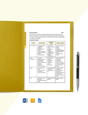 One Page Construction Competitive Analysis Template