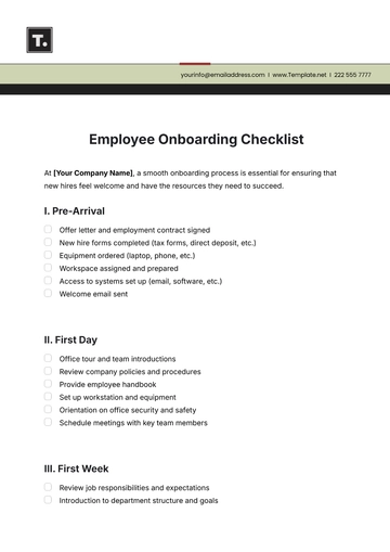 Free Employee Onboarding Checklist Template to Edit Online | Template.net