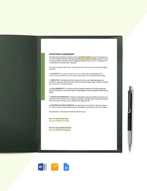 Construction Investment Agreement Template