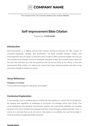 Free Self-Improvement Bible Citation Template to Edit Online