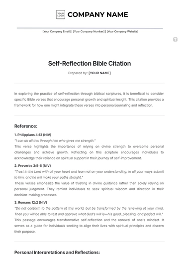 Free Self-Reflection Bible Citation Template to Edit Online