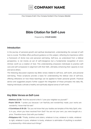 Free Bible Citation for Self-Love Template to Edit Online