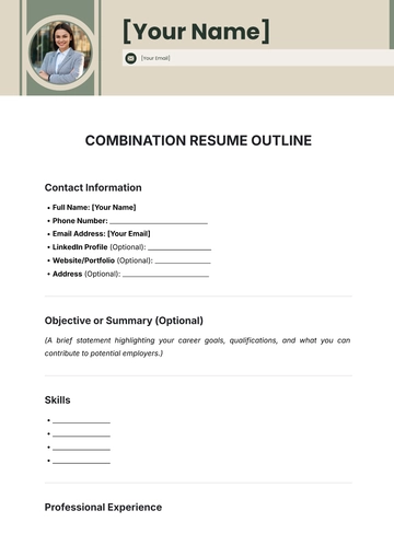 Free Combination Resume Outline Template to Edit Online