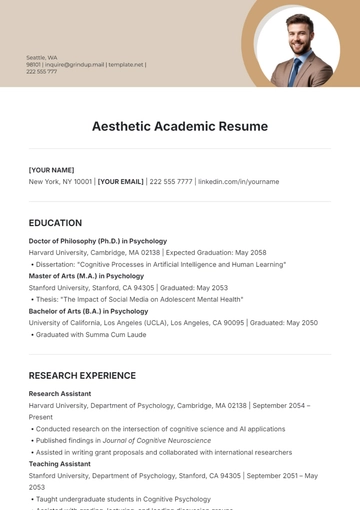Free Aesthetic Academic Resume Template to Edit Online