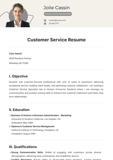 Free Customer Service Resume Template to Edit Online