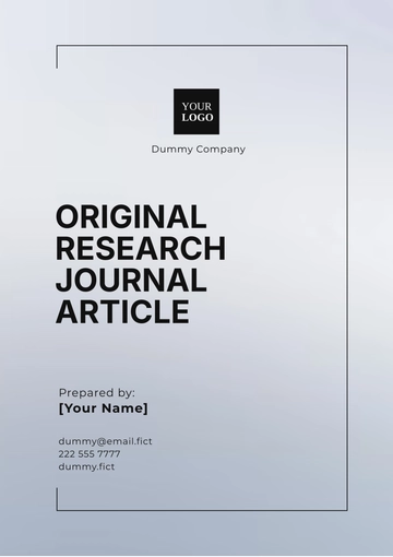 Free Original Research Journal Article Template to Edit Online