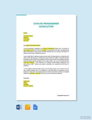 Catia NC Programmer Cover Letter