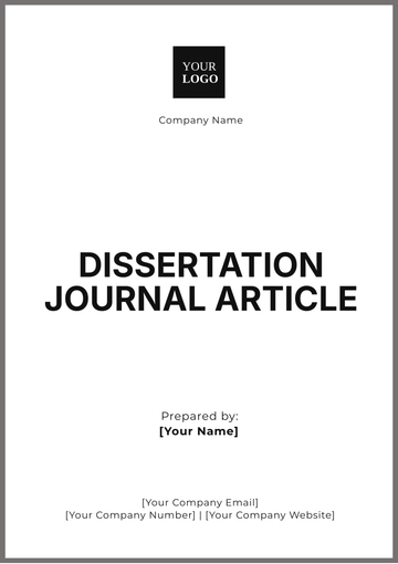 Free Dissertation Journal  Article Template to Edit Online