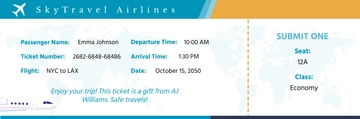 Free Gift Airline Ticket Template to Edit Online