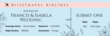 Free Bridesmaid Airline Ticket Invitation Template to Edit Online