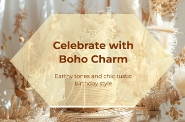 Free Boho Style Birthday Banner Template to Edit Online