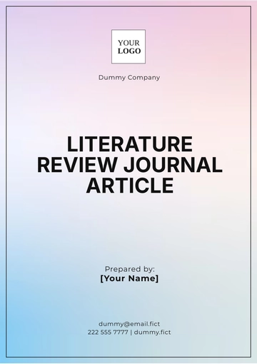 Free Literature Review Journal Article Template to Edit Online