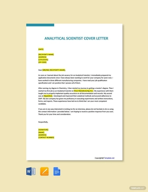 Analytical Scientist Cover Letter