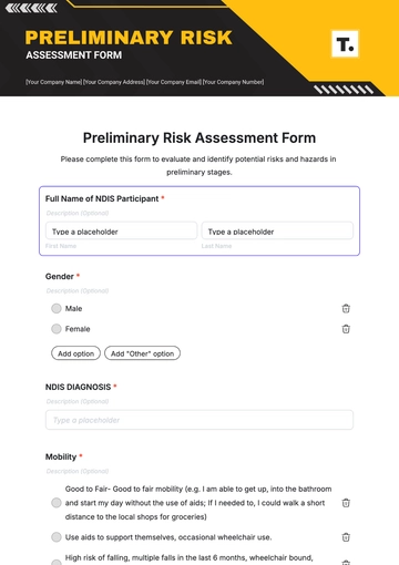 Free Preliminary Risk Assessment Form Template to Edit Online