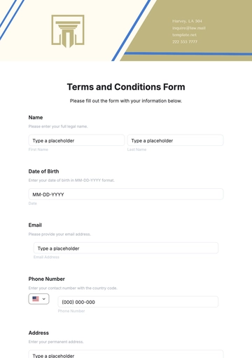 Free Terms and Conditions Template to Edit Online