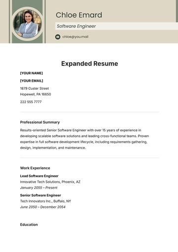 Free Expanded Resume Template to Edit Online