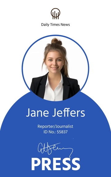 Free Press ID Card Template to Edit Online
