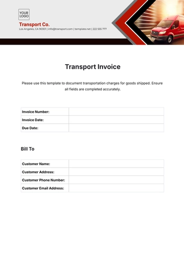 Free Transport Invoice Template to Edit Online