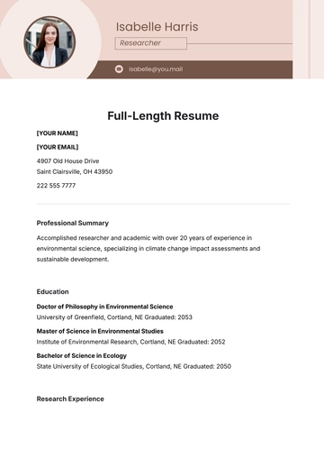 Free Full-Length Resume Template to Edit Online