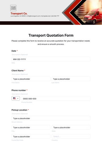 Free Transport Quotation Template to Edit Online