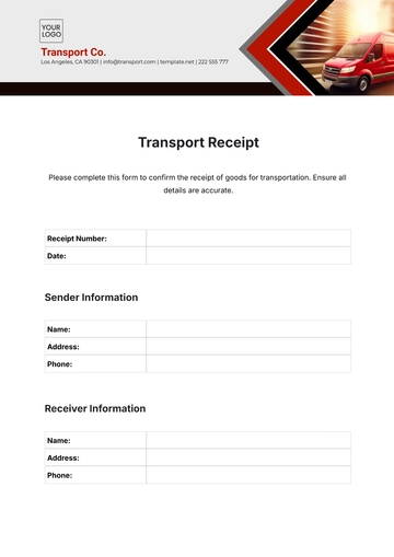 Free Transport Receipt Template to Edit Online