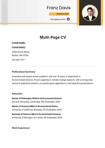 Free Multi-Page CV Template to Edit Online