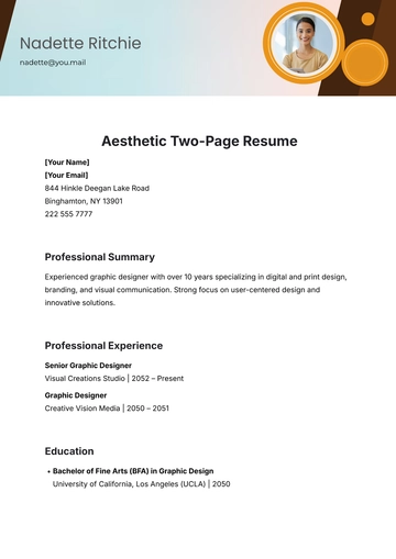 Free Aesthetic Two-Page Resume Template to Edit Online