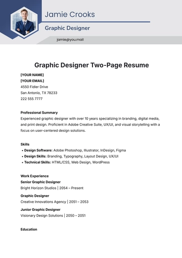 Free Graphic Designer Two-Page Resume Template to Edit Online