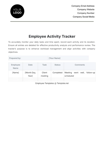 Free Employee Activity Tracker Template to Edit Online