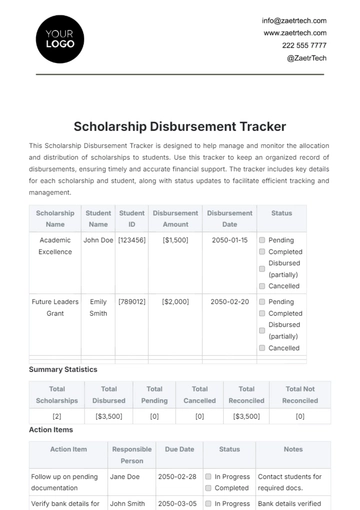 Free Scholarship Disbursement Tracker Template to Edit Online Free Scholarship Disbursement Tracker Template to Edit Online