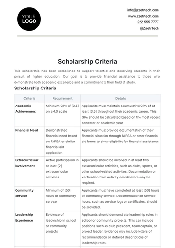 Free Scholarship Criteria Template to Edit Online Free Scholarship Criteria Template to Edit Online