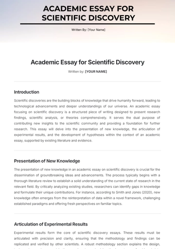 Free Academic Essay for Scientific Discovery Template to Edit Online