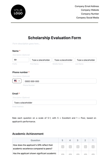 Free Scholarship Evaluation Form Template to Edit Online Free Scholarship Evaluation Form Template to Edit Online